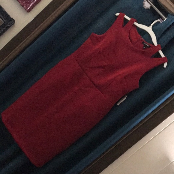 NWT Red bodycon knee length sheath w/cutout details at shoulder. - Picture 2 of 6